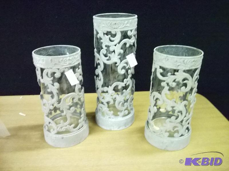 Dim Light Candle Holders, Lot of 3 (with glass)
