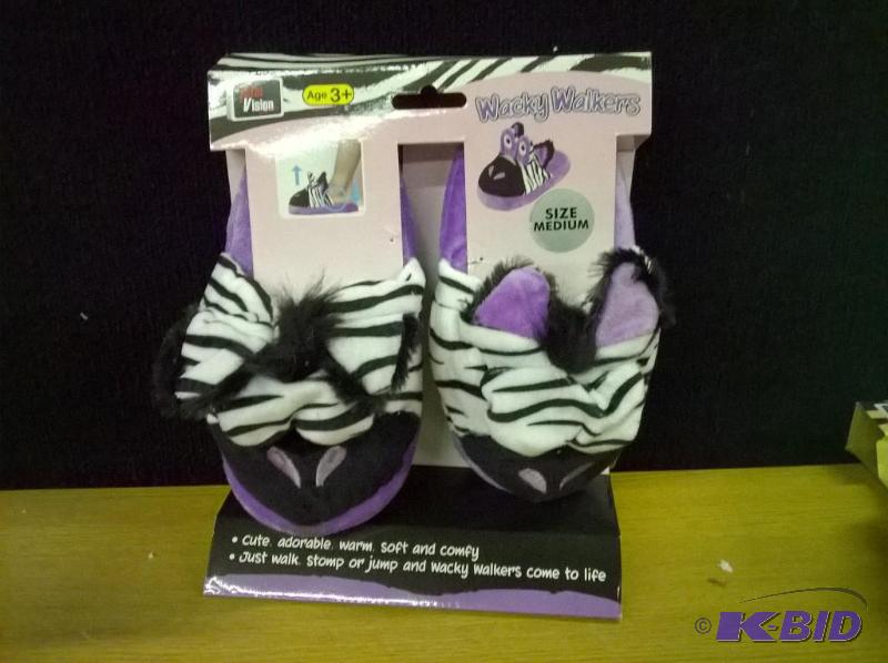 New Wacky Walker Slippers, Kids M, Zebra