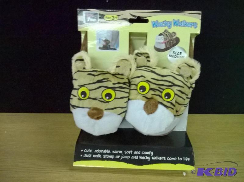 New Wacky Walker Slippers, Kids M, Tiger