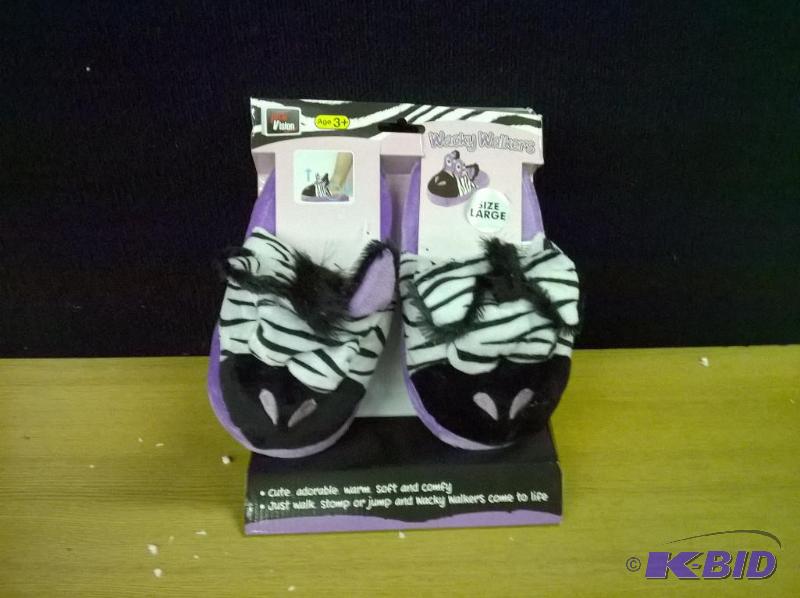 New Wacky Walker Slippers, Kids L, Zebra