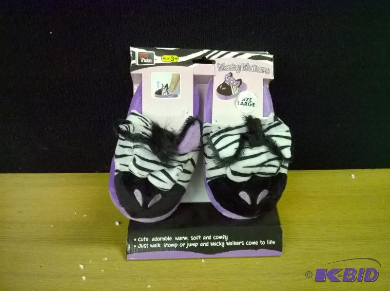 New Wacky Walker Slippers, Kids L, Zebra