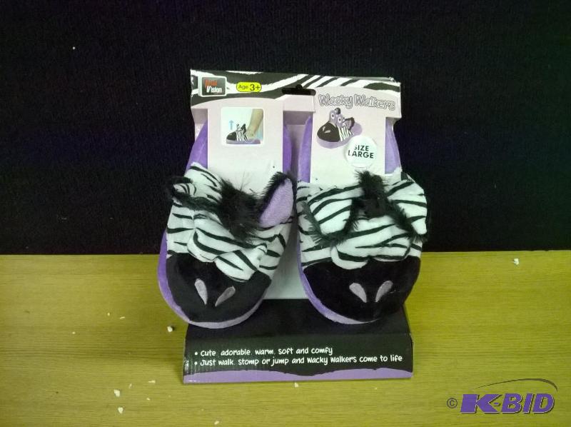 New Wacky Walker Slippers, Kids L, Zebra