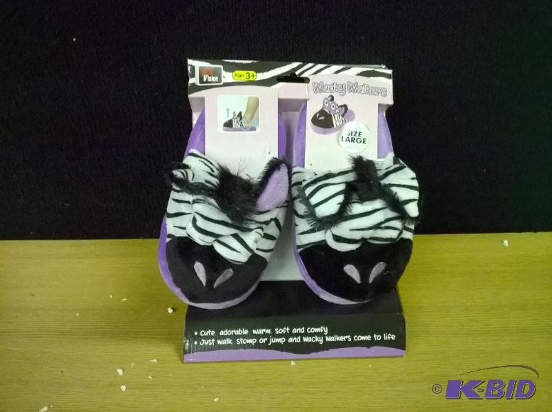 New Wacky Walker Slippers, Kids L, Zebra