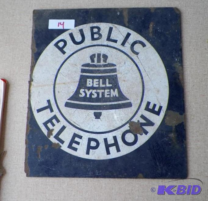 lot 14 image: Antique Porcelain Telephone Sign