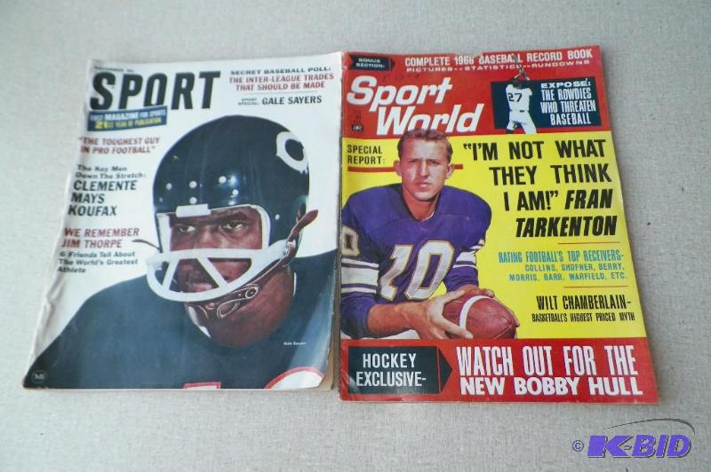 lot 46 image: 2 1960s Football Magazines with Fran Tarkington and Gale Sayers on the cover.