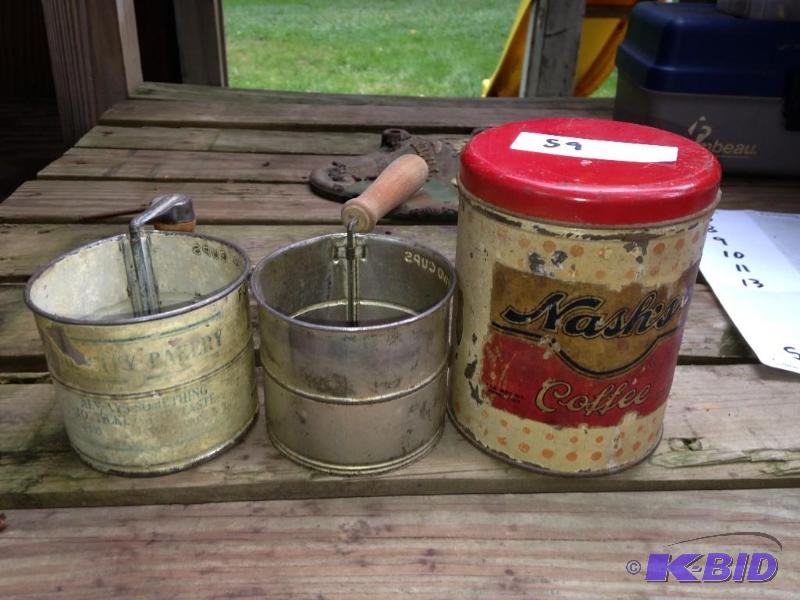 lot 59 image: 2 sifters and 1 coffee can