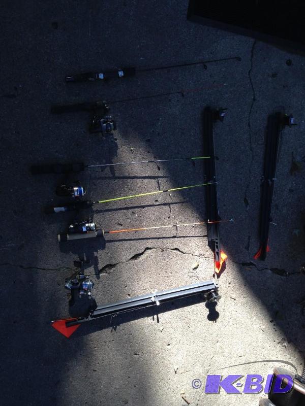 lot 63 image: Lot of Fishing jig sticks and tip ups