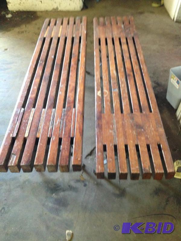 (2) Benches Wood top, metal frame 60&quot X ...
