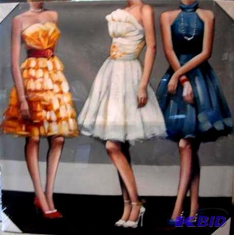 Three Women in Dresses Painting - 39.5 x 39.5...