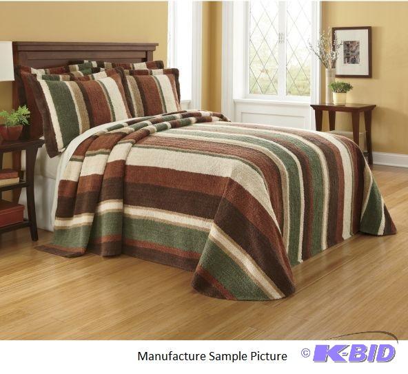 Striped Chenille Bedspread - Twin -&nbspStri...