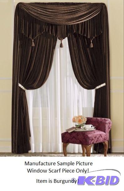 Velvet Burgundy Window Scarf - 54 x 216 - Ret...