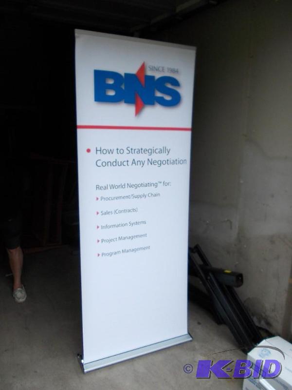 lot 44 image: 3-Stand Up Display Signs (Collapsible With Ca...