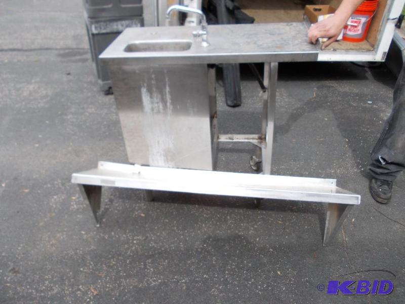 lot 46 image: Stainless Steel Sink & Stand, Aluminum Sh...
