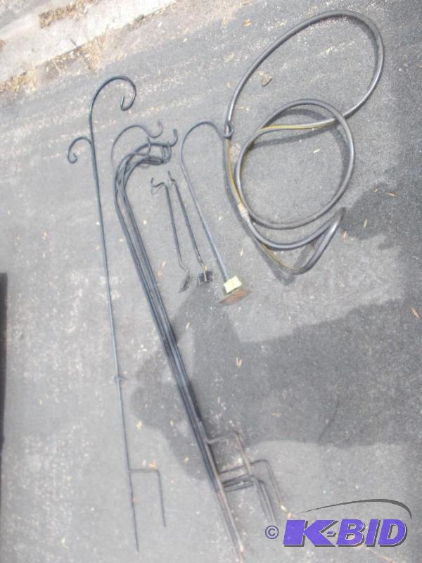 lot 7 image: Assorted Shepherd Hooks & Deck Rail Plant...