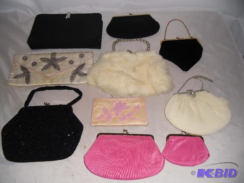 lot 20006 image: Collection of Vintage Handbags - Evening Bag, Clutches, Coin Purses  Beaded  Velvet  Fur