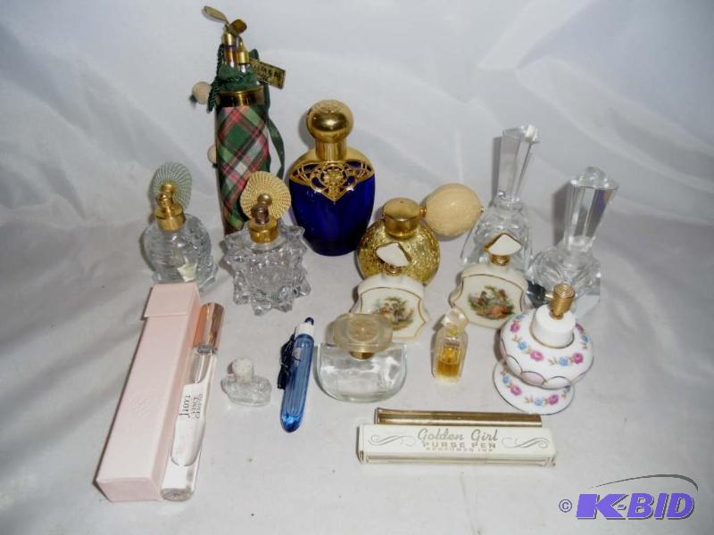 lot 20025 image: Collection Vintage Perfume Bottles Spray Atomizers Crystal Glass Porcelain