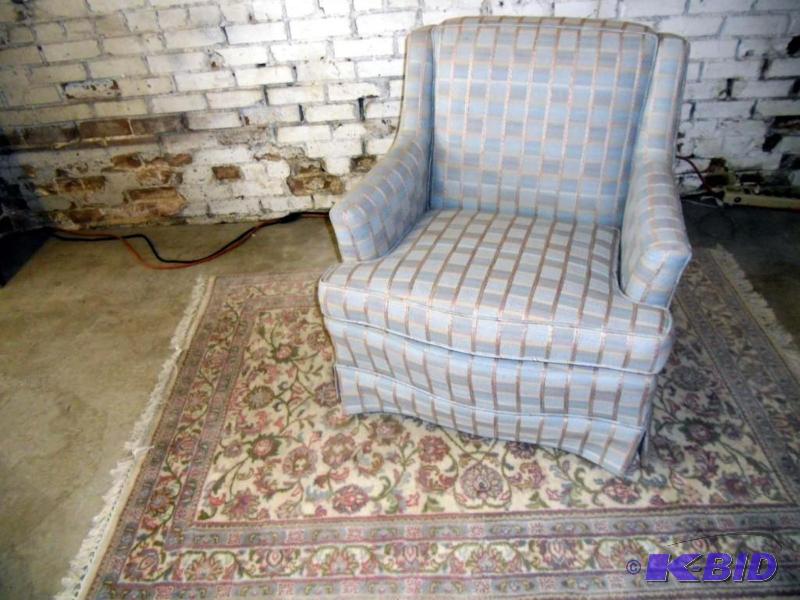 lot 20033 image: Ethan Allen Hand Knotted Oriental Rug 6 X 9 and Upholstered Side Arm Chair