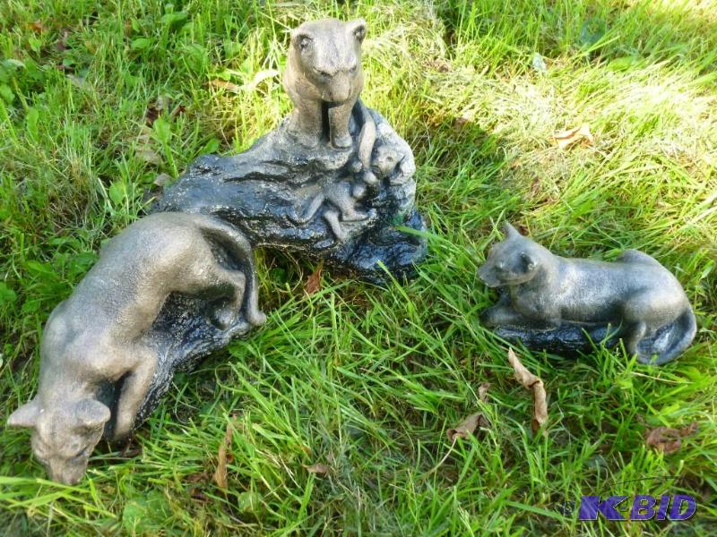 Lot of two cement large cat yard decorations ...