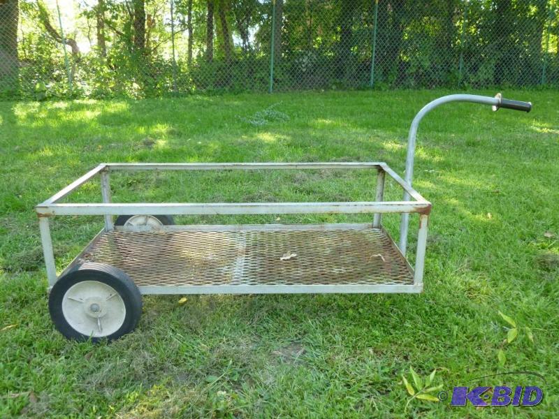 Heavy duty two wheel metal lawn cart with han...