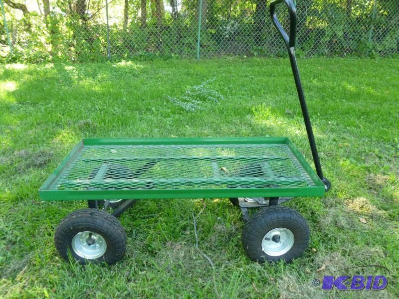 Heavy duty four wheel metal lawn wagon, appea...