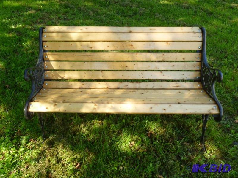 Heavy duty cast iron and wood bodied bench th...