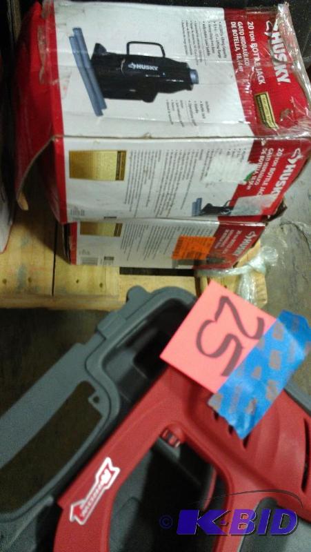 Two Husky Bottle Jacks and a staple gun. Hard...