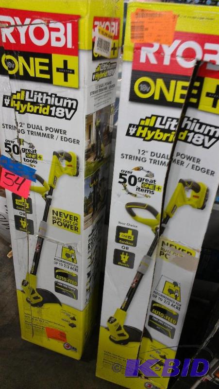 Two Ryobi Hybrid string trimmeredgers. The b...