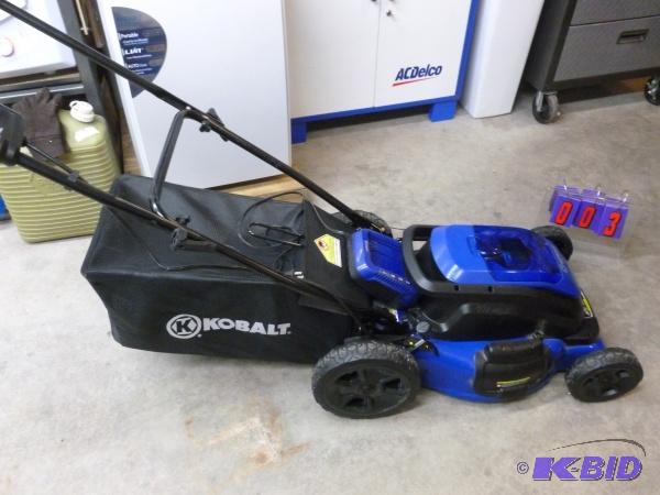 Kobalt 40 volt cordless lawn mower with batte...