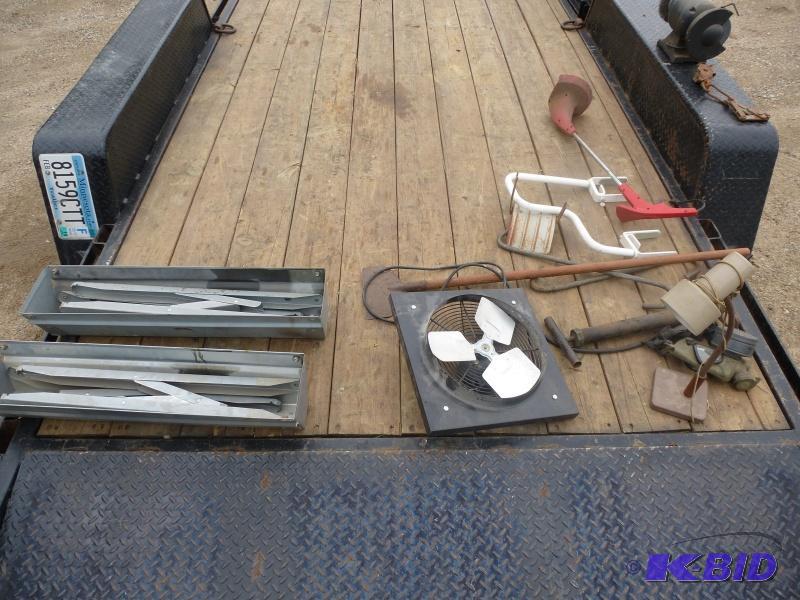 lot 43 image: Galvanized saw horses x 2 Dayton exhaust fan ...