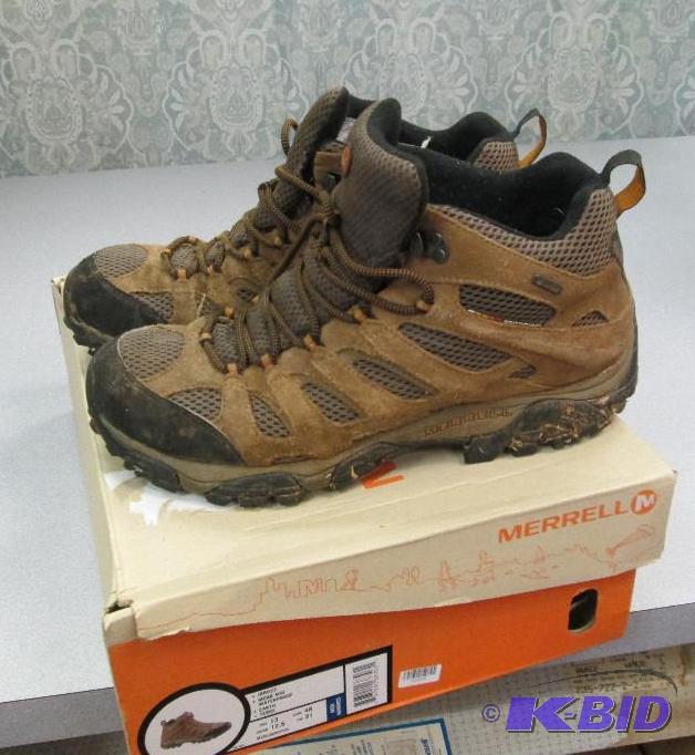 lot 127 image: USED Merrell waterproof hiking boots size 13...