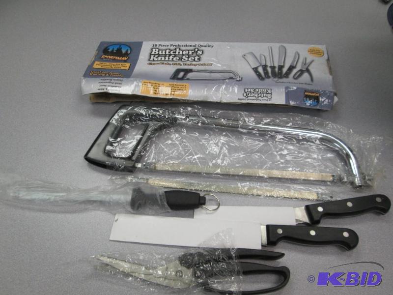 lot 164 image: Sportsman 10 PC Butchers Knife set missing o...