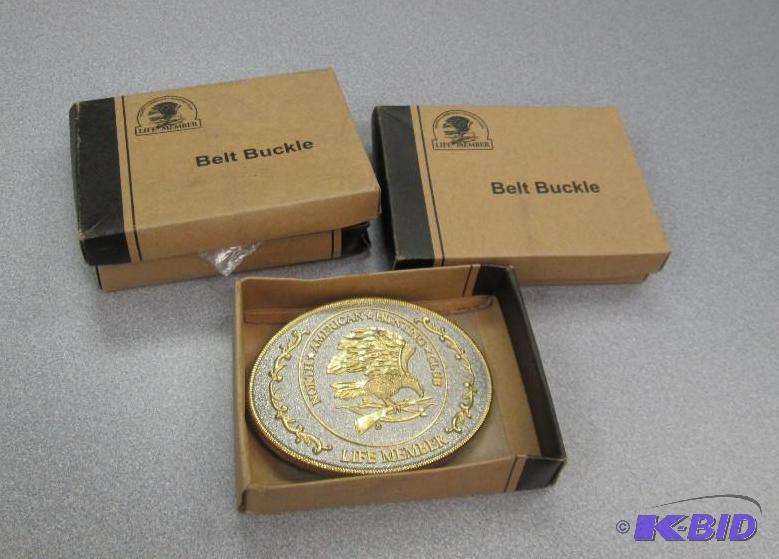 lot 177 image: Qty 3 North American Hunting Club belt buckle...