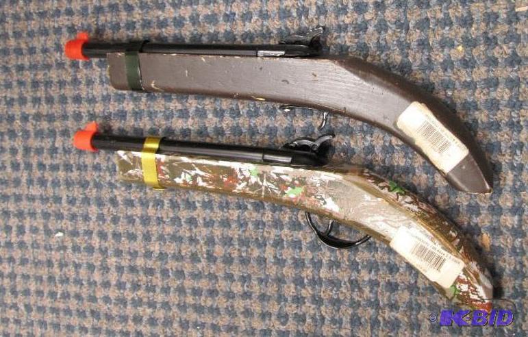lot 240 image: Qty 2 wooden toy guns for 5 years and up...