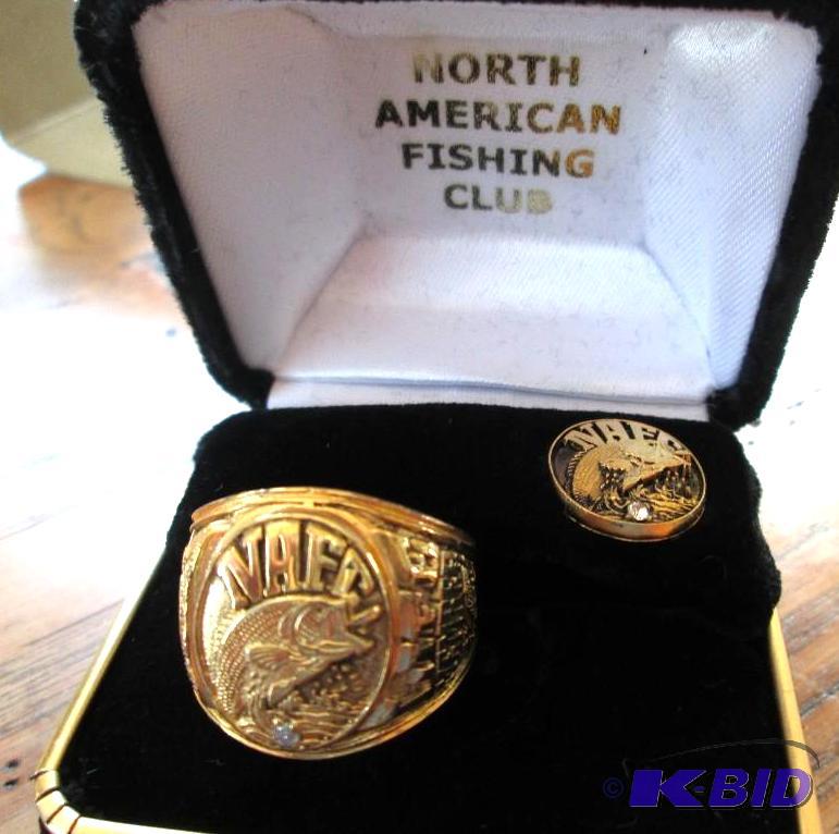 North American Fishing Club Ring and tie pin