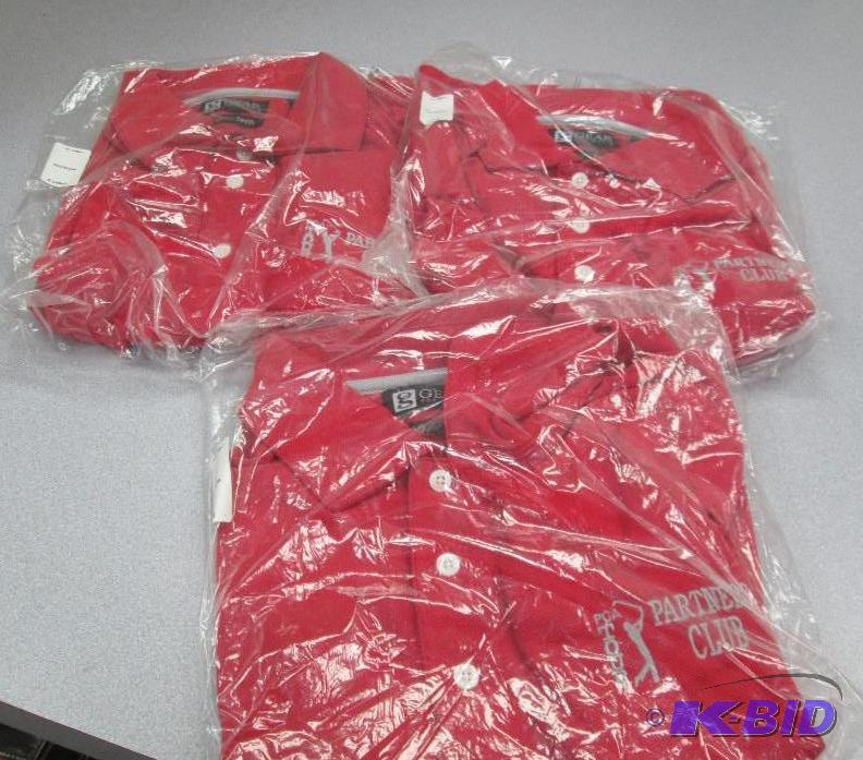 lot 4 image: Qty 3 Large PGA Tour Partners Club red shirts...