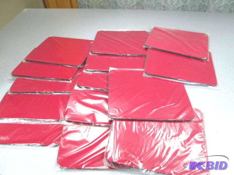 lot 52 image: Qty 14 red mouse pads...