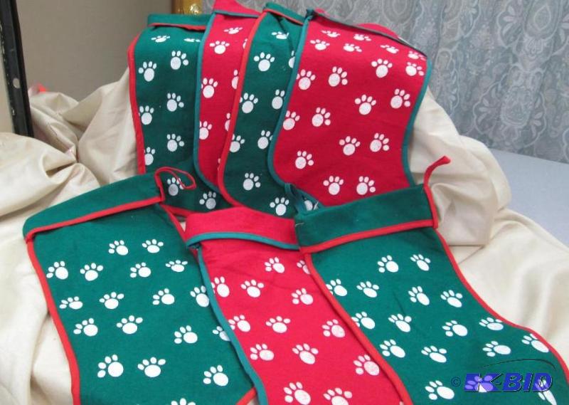 Qty 7 Christmas sock for the dog in red and g...