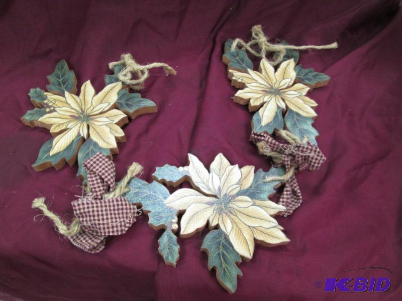 Wooden leaf shape paint 3 of them hanging tog...