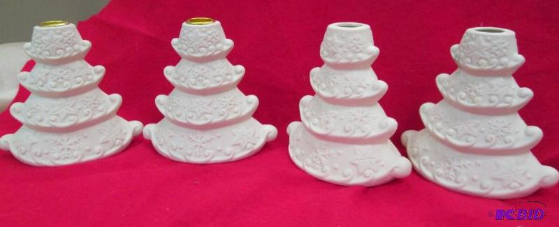 Qty 4 off white snow flake candle holder...