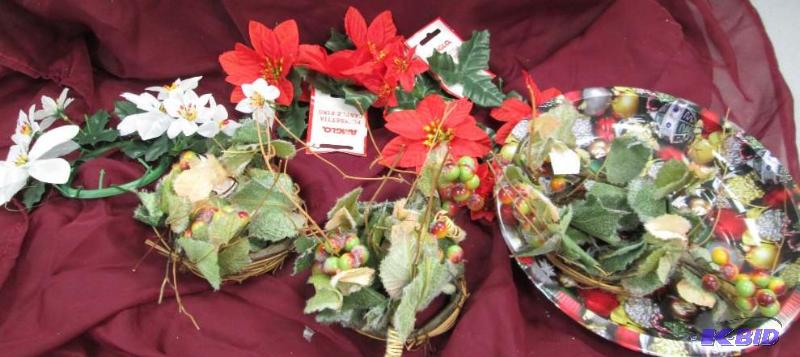 Poinsettia candle ring, tin, and other rings...