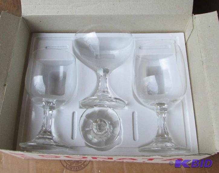 lot 102 image: 4 piece place setting, 1 goblet, 1 wine, 1 ch...
