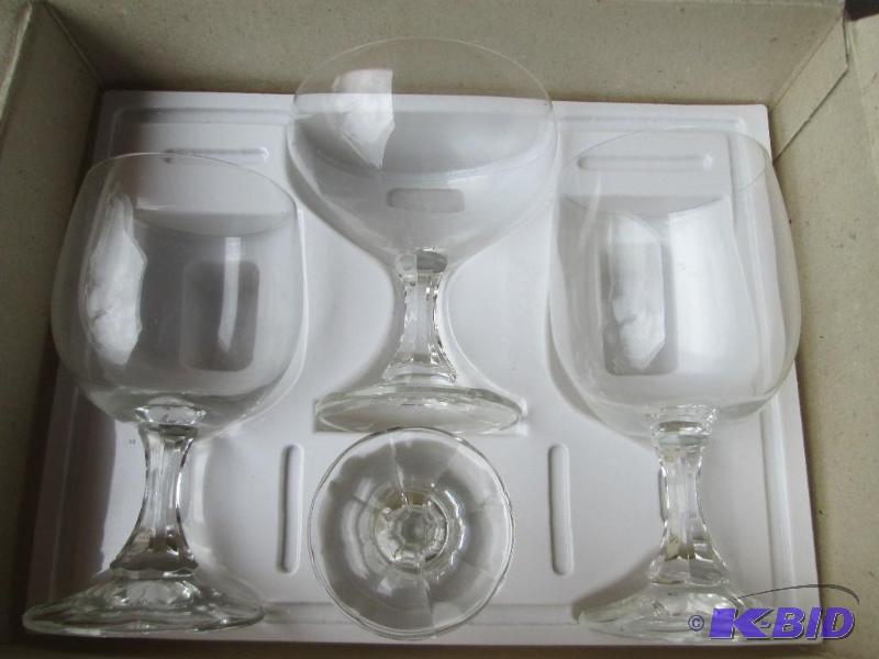 lot 106 image: 4 piece place setting, 1 goblet, 1 wine, 1 ch...