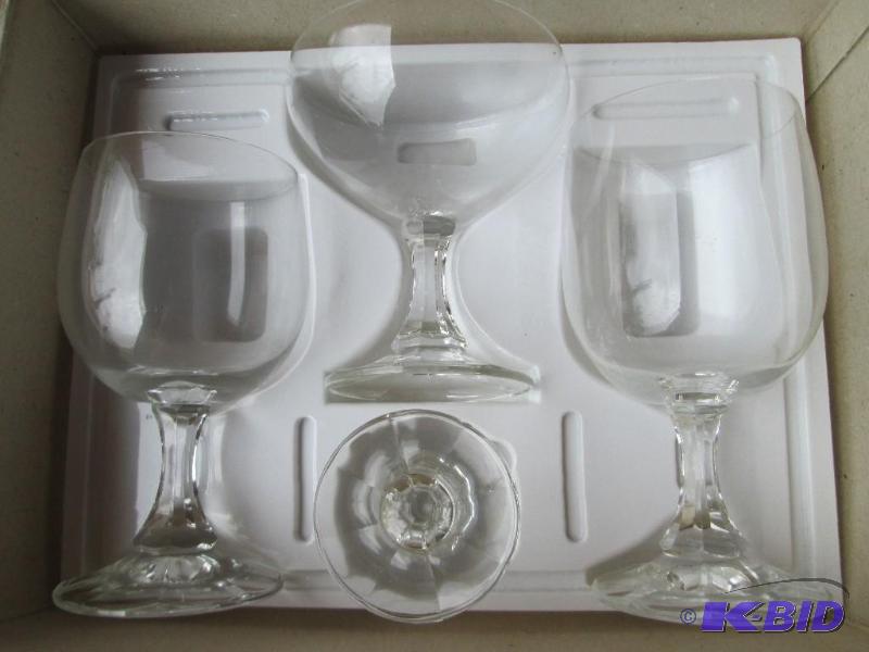 lot 107 image: 4 piece place setting, 1 goblet, 1 wine, 1 ch...