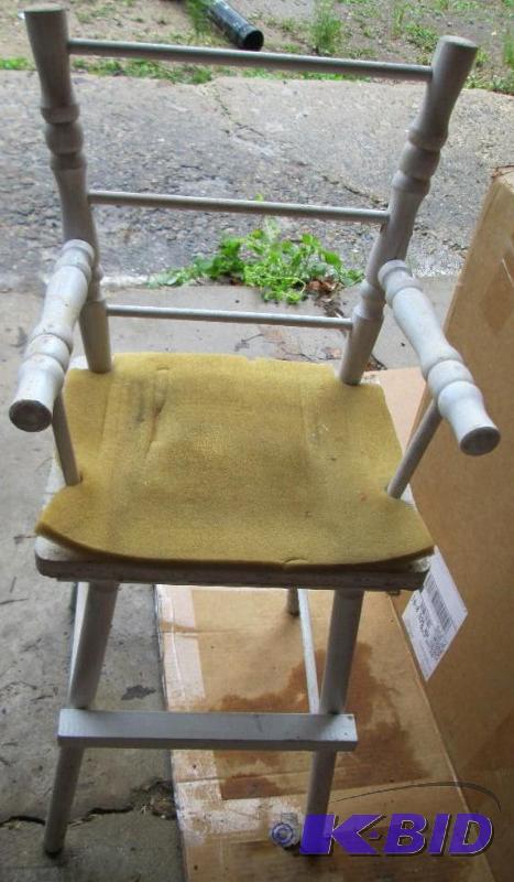 lot 113 image: antique wooden chair painted white...