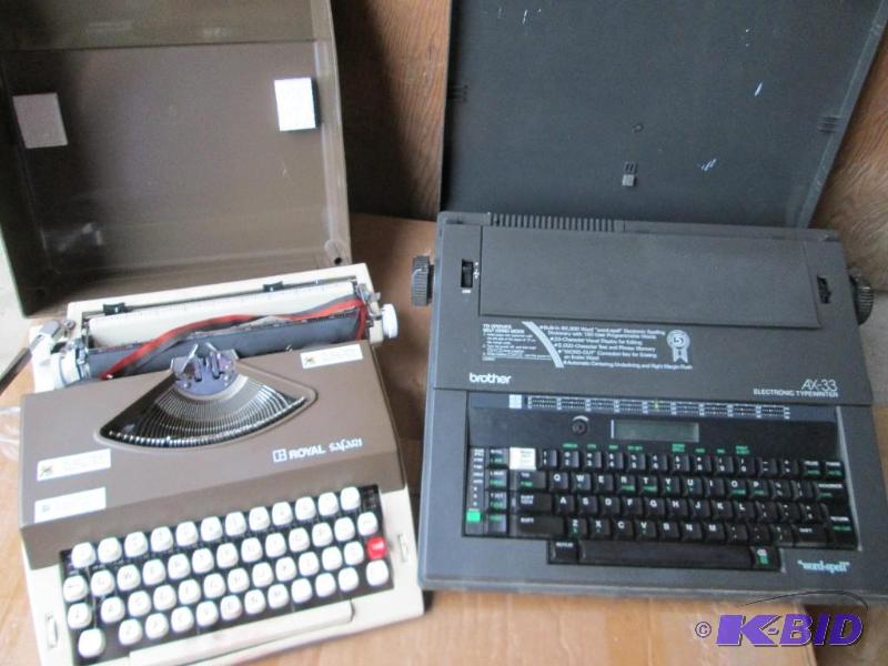 lot 128 image: brother and royal safari typewriters...