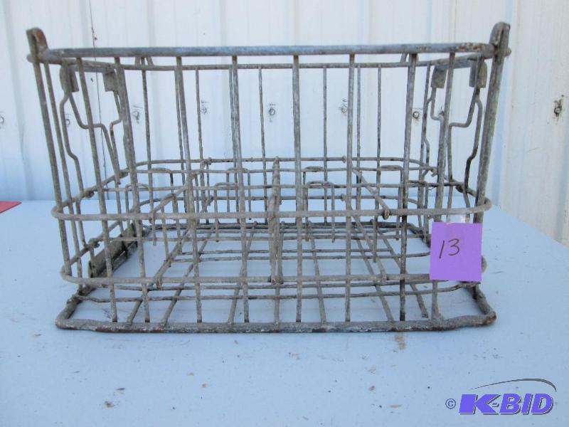 lot 13 image: vintage ,stackable, metal milk crate...