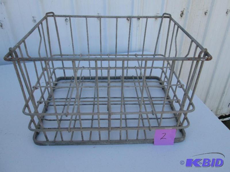 lot 2 image: vintage metal milk crate, stackable...