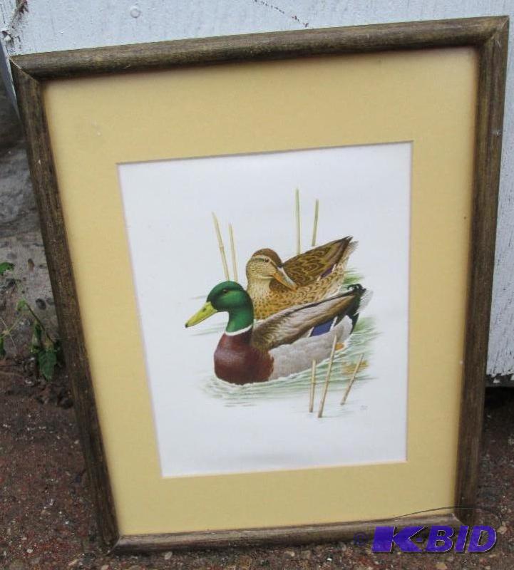 lot 238 image: framed artwork ducks 15&quotx12"...