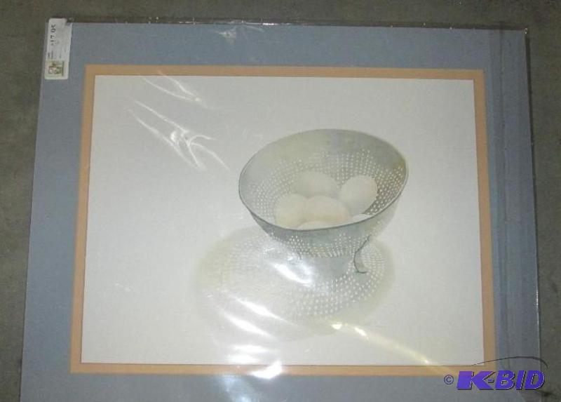 lot 250 image: matted print egs in a collander 20&quotx16&q...