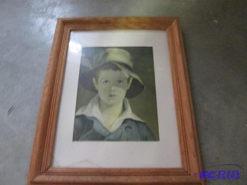 lot 266 image: framed art little boy 11&quotx14"...